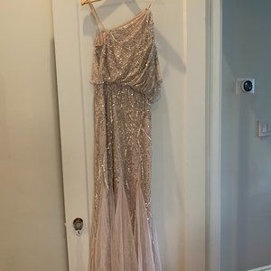 Adrianna Papell one shoulder sequin beaded dress
